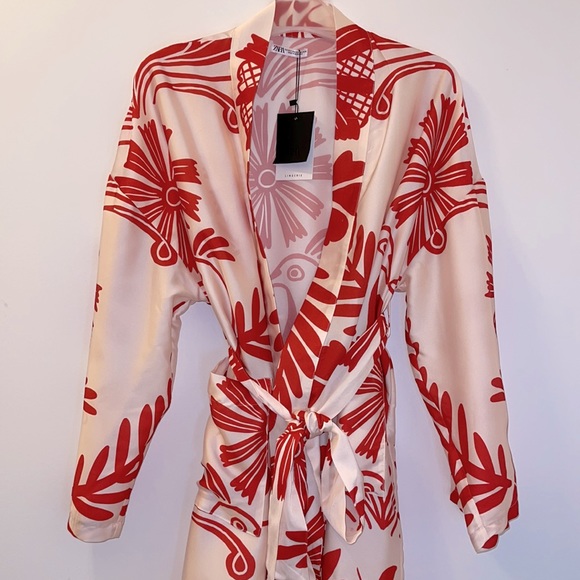 ZARA BELTED PRINTED KIMONO - Picture 10 of 14